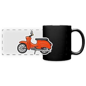 Retro Orange Simson Swallow Design - Full Colour Panoramic Mug - black - Front