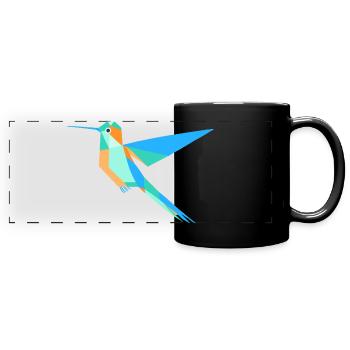 Geometric Hummingbird Prism Style - Full Colour Panoramic Mug - black - Front