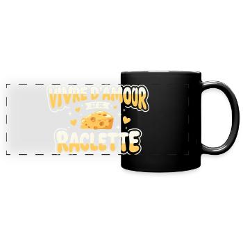 Live On Love And Raclette Lustiges Geschenk - Panorama-Tasse farbig - Schwarz - Vorne