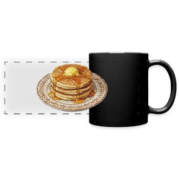 Embroidered pancakes – cozy fooddesign - Full Colour Panoramic Mug - black - Front