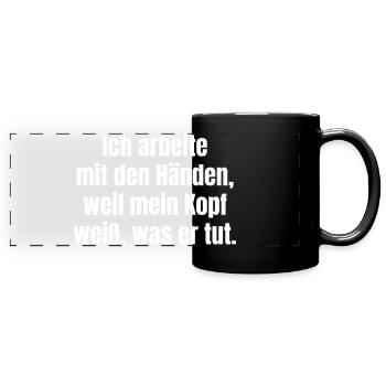 Citation : Mains Chemise de travail sur la tête - Mug panoramique uni - noir - Devant