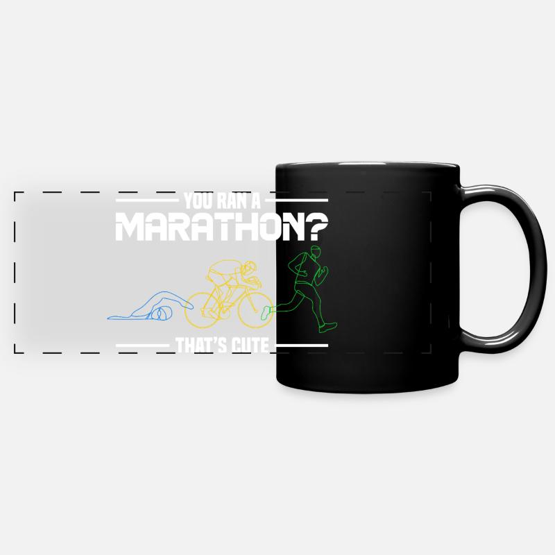Humour marathonique - Avez-vous couru un marathon ? C’est mignon - Mug panoramique uni - noir