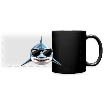 Shark Tiger Shark Diver Cute Sharks Great White Shark - Full Colour Panoramic Mug - black - Front
