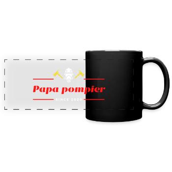Papa Pompier - Mug panoramique uni - noir - Devant