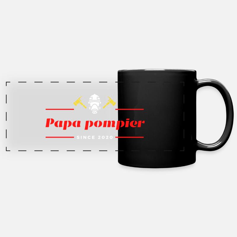 Papa Pompier - Mug panoramique uni - noir