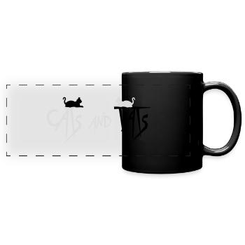 cats and tats Zitat - Panorama-Tasse farbig - Schwarz - Vorne