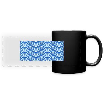 Blue Sushi Waves Pattern - Full Colour Panoramic Mug - black - Front