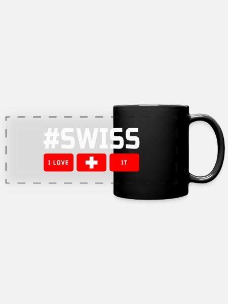 #SWISS - Panorama-Tasse farbig - Schwarz