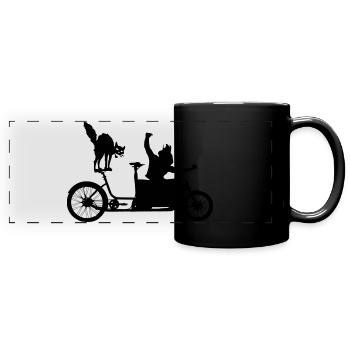 Conduite autonome sur le vélo cargo - Mug panoramique uni - noir - Devant