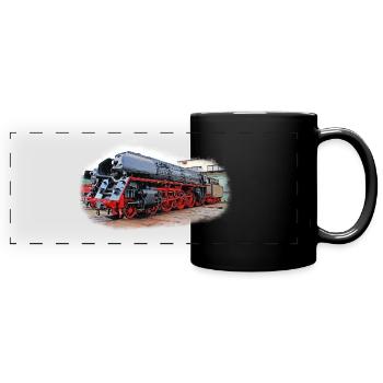 Dampflok 01 1531 - Panorama-Tasse farbig - Schwarz - Vorne