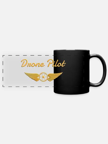 Drone Pilot Drohne fliegen Drohnenpilot - Panorama-Tasse farbig - Schwarz