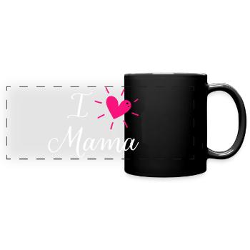 Muttertag - I love Mama - Mama ich liebe dich - Panorama-Tasse farbig - Schwarz - Vorne