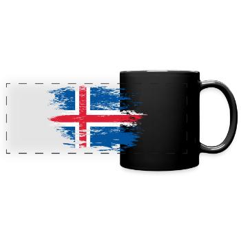 Iceland flag used - Full Colour Panoramic Mug - black - Front