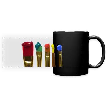 farbige Pinsel - Panorama-Tasse farbig - Schwarz - Vorne