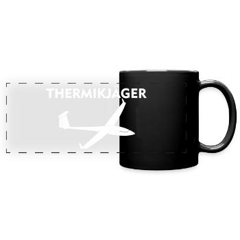 Thermikjäger Segelflieger Segelfliegen gleiten - Panorama-Tasse farbig - Schwarz - Vorne