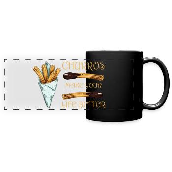 Churros make your life better - Full Colour Panoramic Mug - black - Front