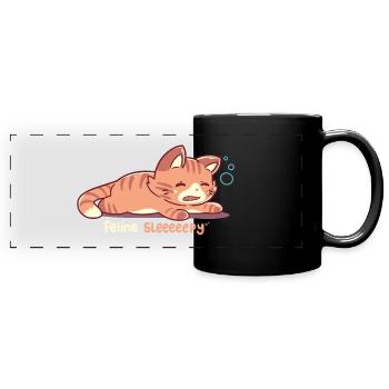 Feline Sleepy - Full Colour Panoramic Mug - black - Front