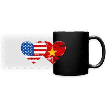 USA Vietnam Flagge Herz used - Panorama-Tasse farbig - Schwarz - Vorne