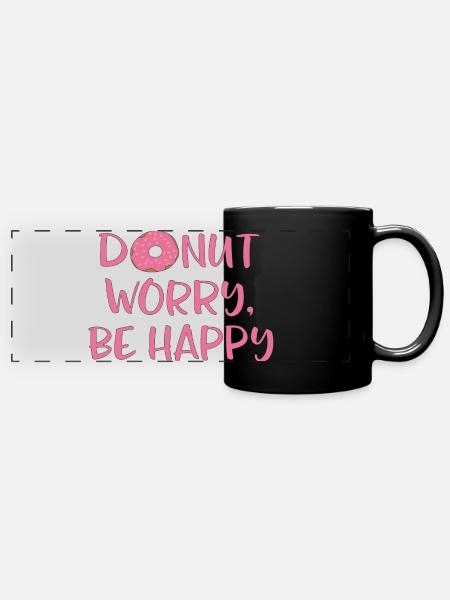 Donut worry - Panorama-Tasse farbig - Schwarz