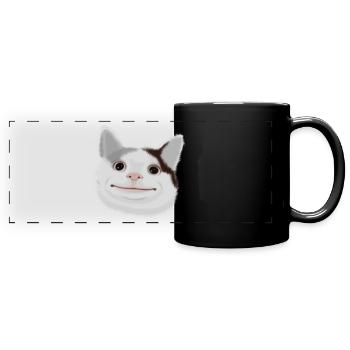 polite cat meme - Full Colour Panoramic Mug - black - Front