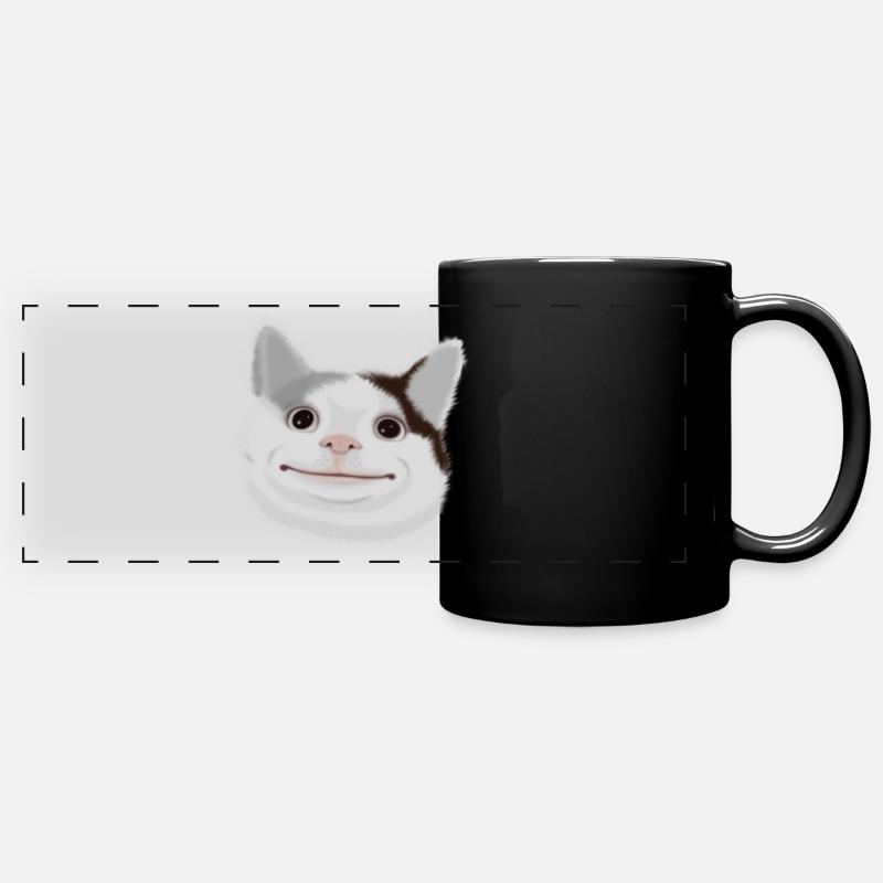 polite cat meme - Panorama-Tasse farbig - Schwarz