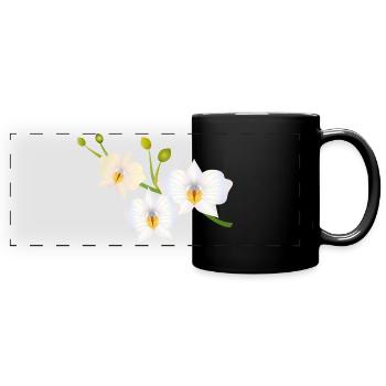 fleurs fines d’orchidées opalescentes - Mug panoramique uni - noir - Devant