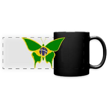 Brazil Flag Butterfly - Full Colour Panoramic Mug - black - Front