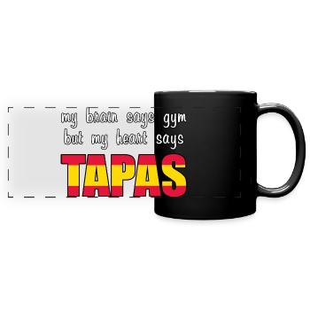 My heart says Tapas - Full Colour Panoramic Mug - black - Front