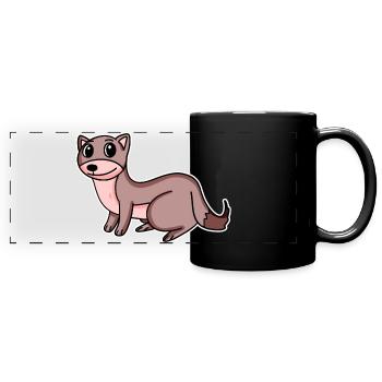 Motif de belette - Mug panoramique uni - noir - Devant
