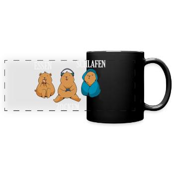 Food Gaming Sleeping Gamer Saying - Full Colour Panoramic Mug - black - Front