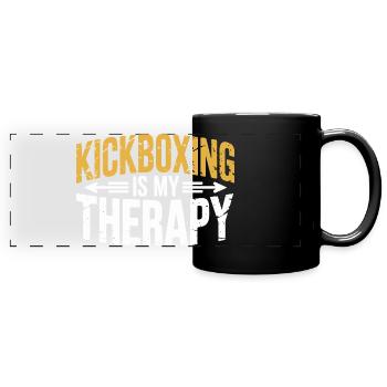 Kickboxing Ist Meine Therapie - Panorama-Tasse farbig - Schwarz - Vorne