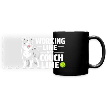 Arbeitslinie statt Sofa | Border Collie - Panorama-Tasse farbig - Schwarz - Vorne