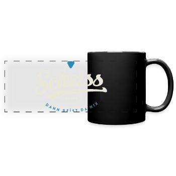 Scheiss da nix - Panorama-Tasse farbig - Schwarz - Vorne