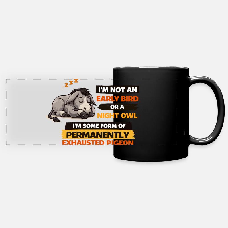 Permanently Exhausted Pigeon - Full Colour Panoramic Mug - black