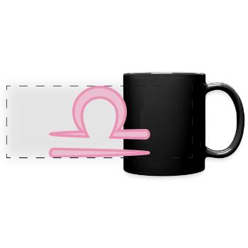 Waage-Tierkreiszeichen Pastellrosa - Panorama-Tasse farbig - Schwarz - Vorne