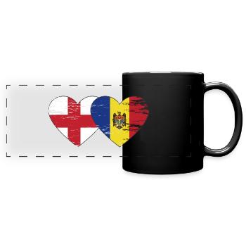 England Moldau Flagge Herz used - Panorama-Tasse farbig - Schwarz - Vorne