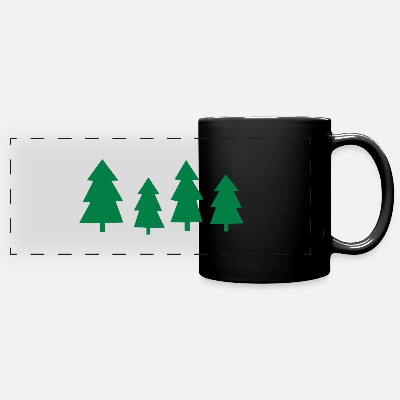 Weihnachtsbäume - Panorama-Tasse farbig - Schwarz