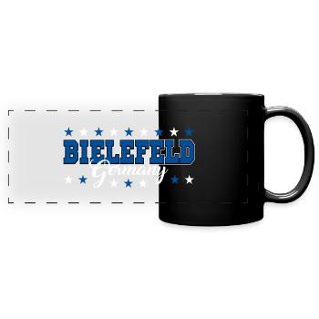 Bielefeld - Panorama-Tasse farbig - Schwarz - Vorne