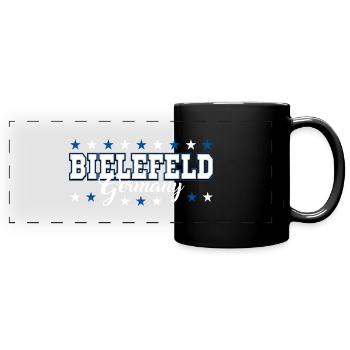 Bielefeld - Panorama-Tasse farbig - Schwarz - Vorne