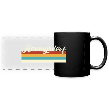 Hennigsdorf - Brandenburg - Retro - Vintage Balken - Panorama-Tasse farbig - Schwarz - Vorne