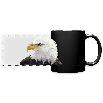 Weißkopfseeadler - Panorama-Tasse farbig - Schwarz - Vorne