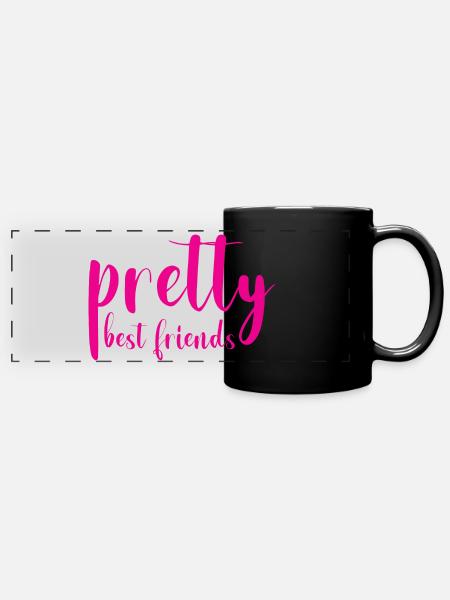 pretty best friends - Panorama-Tasse farbig - Schwarz