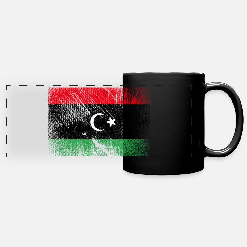 Libya Flag - Vintage Grunge - Full Colour Panoramic Mug - black