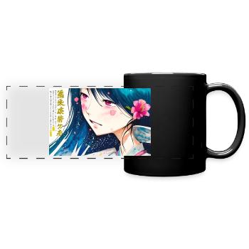 Cute Manga Girl - Full Colour Panoramic Mug - black - Front