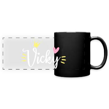 Couronne du prénom Vicky - Mug panoramique uni - noir - Devant