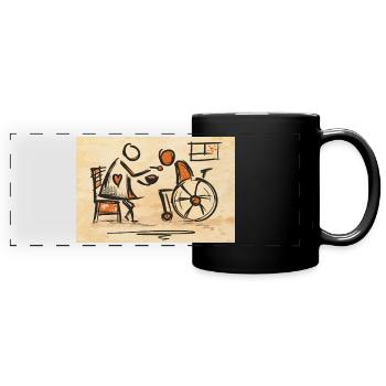 Altenpflegerin, Betreuerin, Pflegerin, Rollstuhl - Panorama-Tasse farbig - Schwarz - Vorne