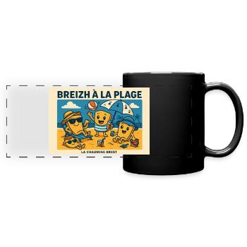 Crêpes à la plage - Mug panoramique uni - noir - Devant