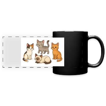 Katzen Vierergruppe Cartoon - Panorama-Tasse farbig - Schwarz - Vorne