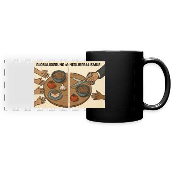Mondialisation vs Néolibéralisme - Mug panoramique uni - noir - Devant