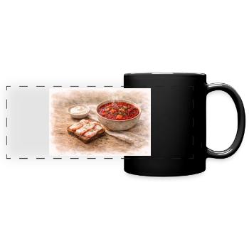 Borsch mit Salo - Panorama-Tasse farbig - Schwarz - Vorne